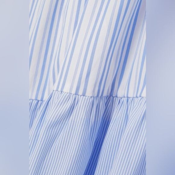 Veronica Beard Tilney Striped Jersey Paneled Cotton Poplin Midi Dress Large NWT - Picture 5 of 14